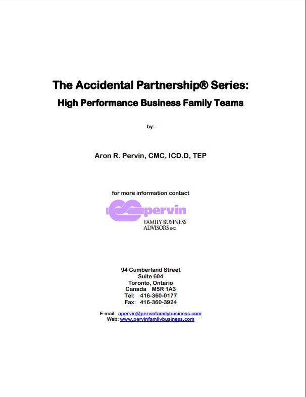 The Accidental Partnership® Series:  High Performance Business Family Teams