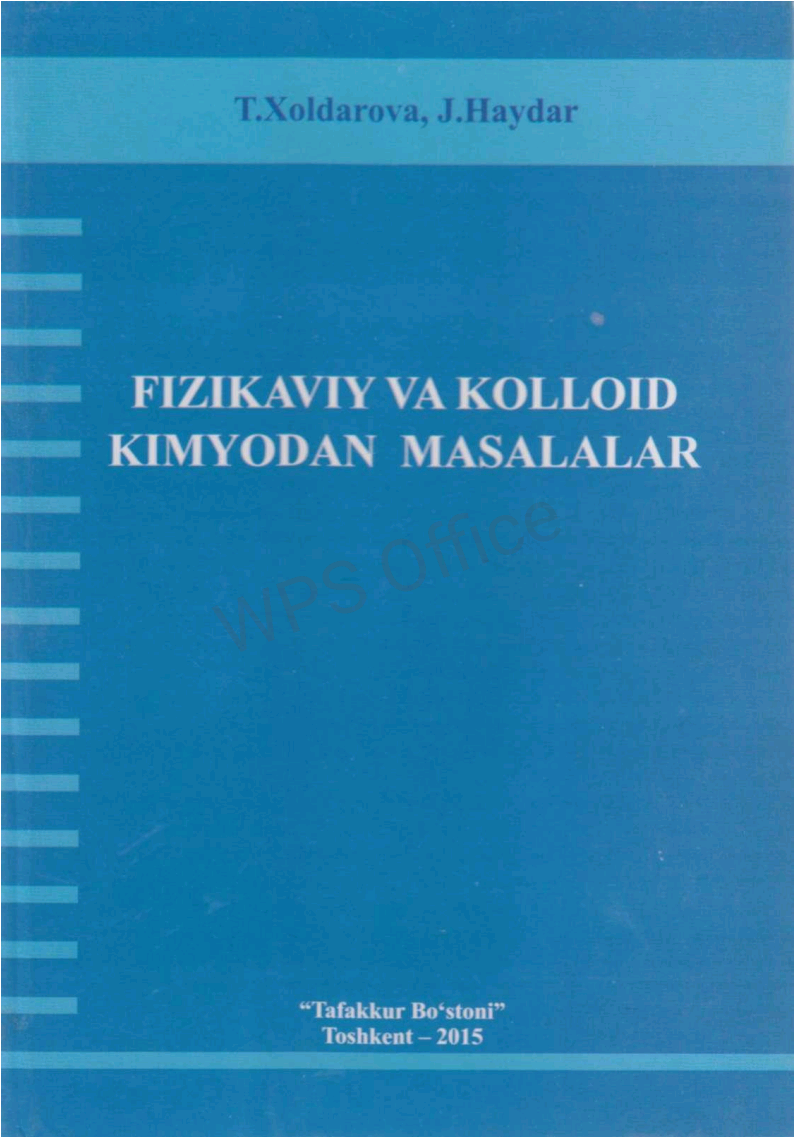 Fizikaviy va kolloid kimyodan masalalar