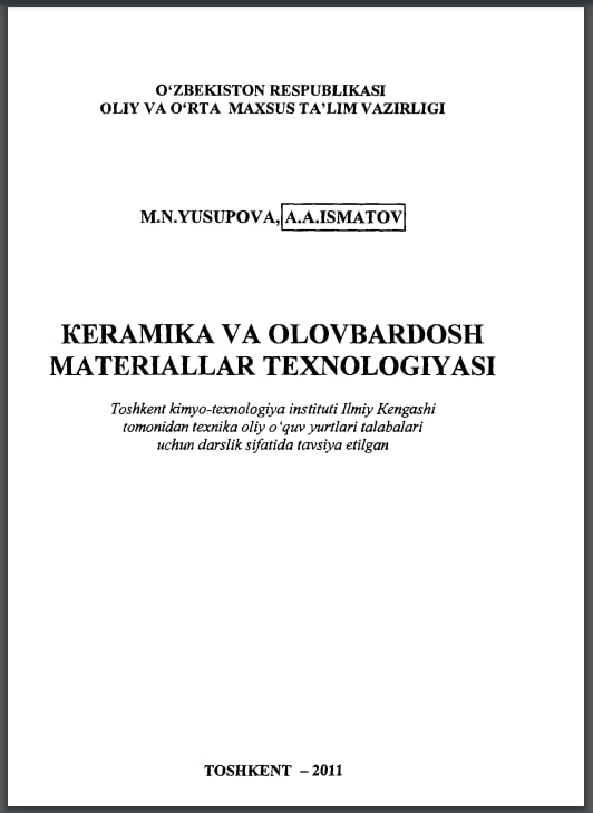 Keramika va olovbardosh materiallar texnologiyasi