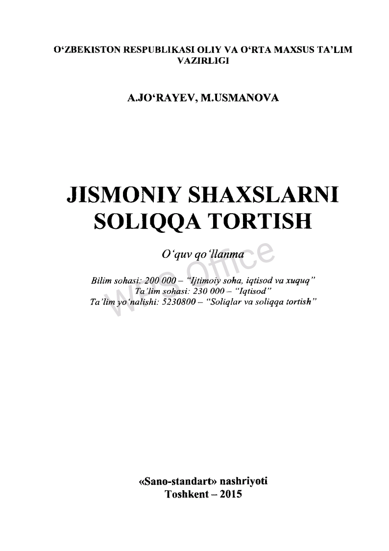 Jismoniy shaxslarni soliqqa tortish