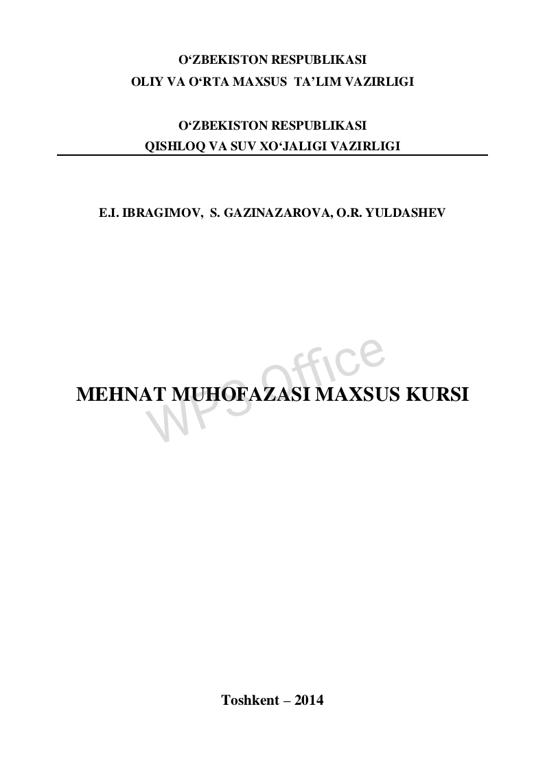 Mehnat muhofazasi maxsus kursi