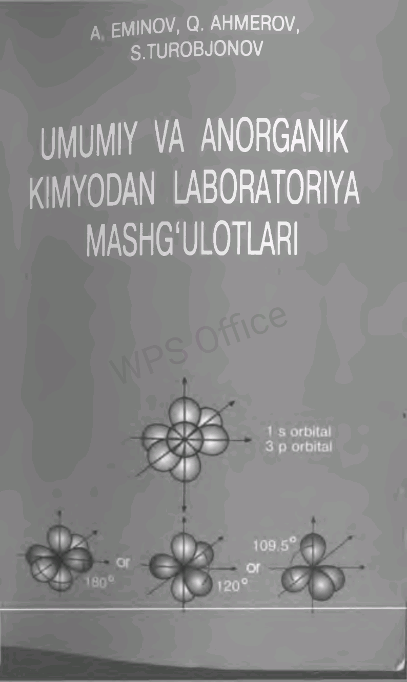Umumiy va anorganik kimyodan laboratoriya mashgulotlari.