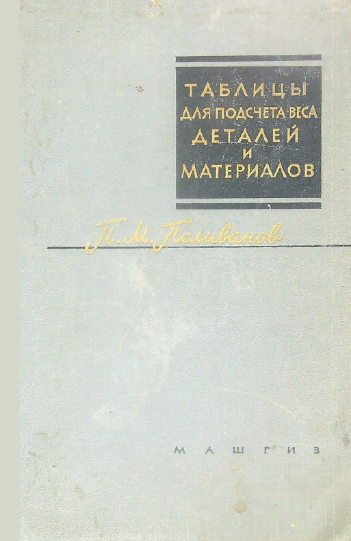 Таблицы для подсчета веса деталей и материалов