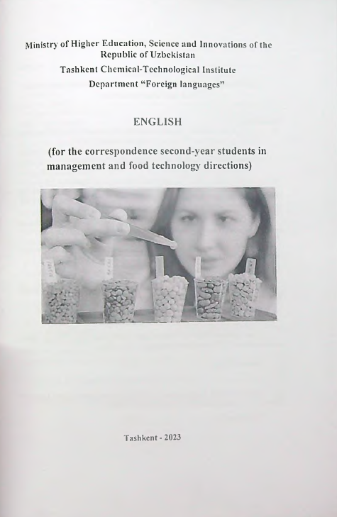 ENGLISH (for the correspondence second-vear students in management and food technology' directions)