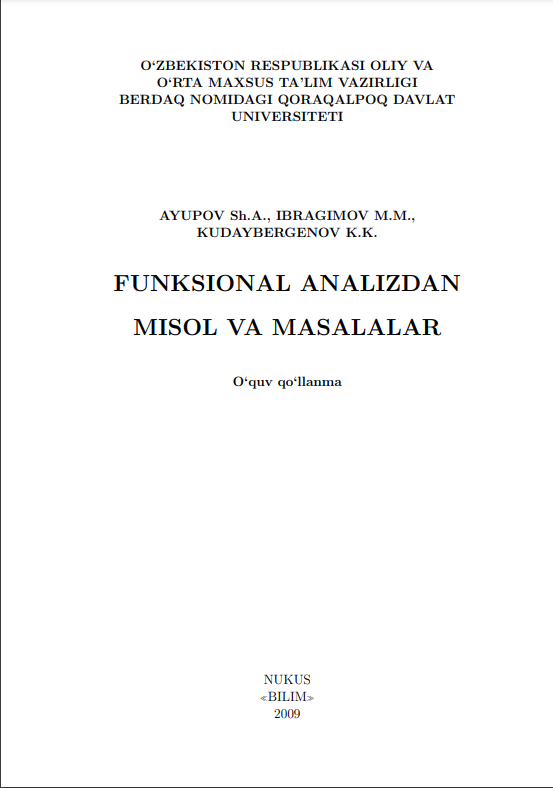 Funksional analizdan misol va masalalar