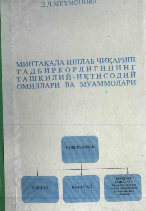 Mintaqada ishlab chiqarish Tadbirkorligining tashkiliy- iqtisodiy omillari