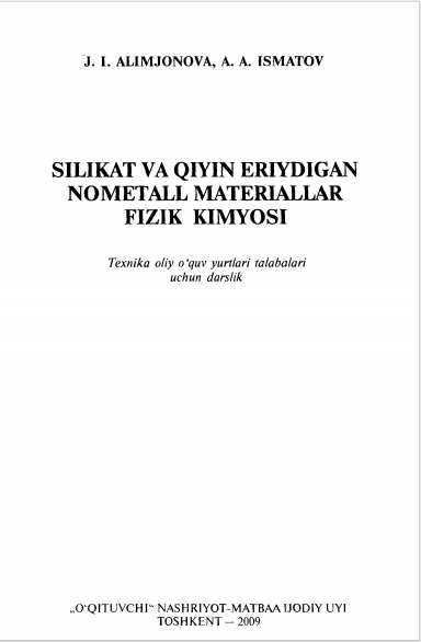 Silikat va qiyin eriydigan nometall materiallar fizik kimyosi