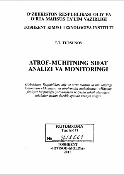 Atrof - muhitning sifat analizi va monitoringi