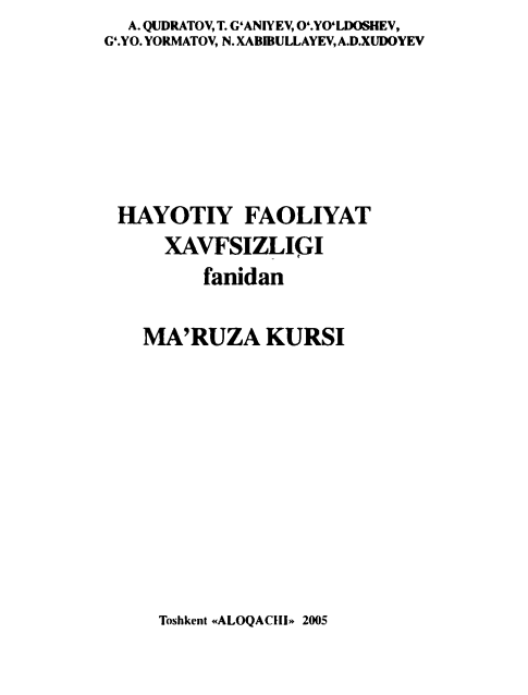 Hayot faoliyati xavfsizligi