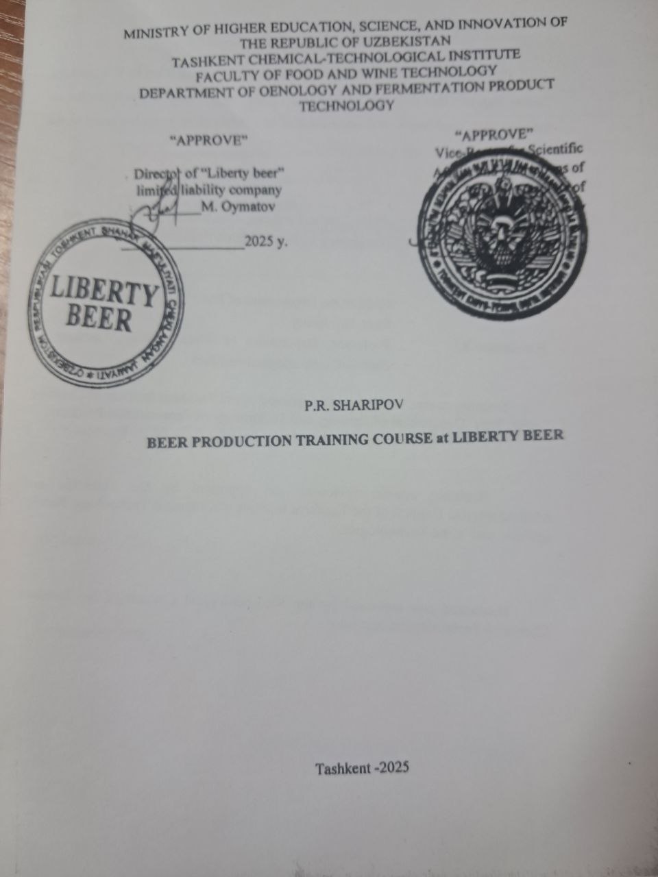 Beer production training course at liberty beer