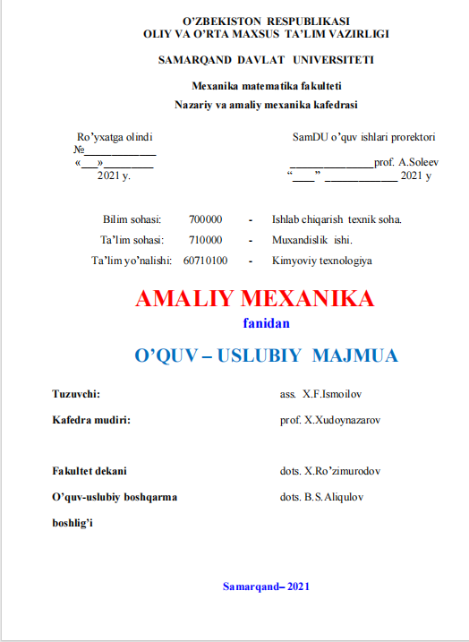 AMALIY MEXANIKA